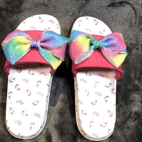 Jo Lo Other - JoJo Shoes Sequence Slides Size 2-3 Youth Rainbow Pink Sandles